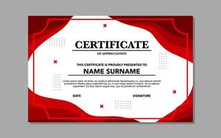 Red wavy border certificate for appreciation vector