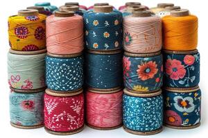 A spool of thread with many different colors photo
