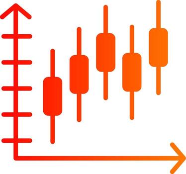 campana curva en grafico glifo degradado icono vector