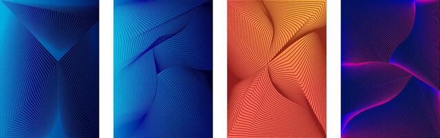 abstract banners set with wavy lines, abstract template with lines, Layout of design banner, a colorful poster set, geometric shape background set, colorful lines art abstract for backdrop brochure, vector