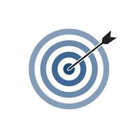 Navy blue shade bullseye dart target icon. Dart target goal marketing sign. Arrow dart logo . Winner dart sign. vector