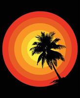 A palm tree in front of a sunset vector
