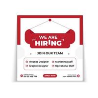 We are hiring job vacancy social media banner template with background design vector