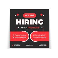 We Are hiring job vacancy social media post and square web banner design template vector