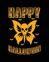 Butterfly Happy Halloween Typography Design For T Shirt vector