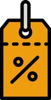 A yellow box with a percentage sign on it vector