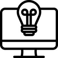 A computer monitor with a light bulb on it vector
