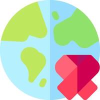 A red heart and a globe with a red ribbon vector