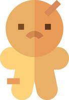 A cartoon gingerbread man with a bandage on his face vector