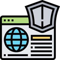 A globe and shield icon on a computer screen vector