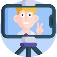 A man is holding up a phone with a camera on it vector