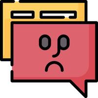 A speech bubble with a sad face vector