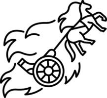 A horse pulling a cart with a fire in it vector