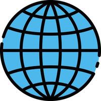 A blue globe with a black outline vector