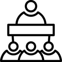 A black and white outline of a podium with people sitting around it vector