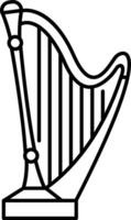 A black and white drawing of a harp vector