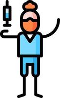 A cartoon man with a syringe and a mask vector