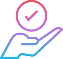 A hand holding a check mark and a check mark icon vector