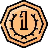 A gold medal with the number one on it vector