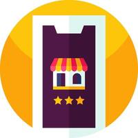 A phone with a store icon on it vector