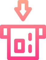A pink box with an arrow pointing down vector