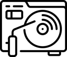 A black and white image of a record player vector
