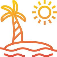 An orange and yellow palm tree with a sun behind it vector