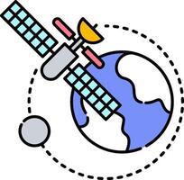 An illustration of a satellite and a globe vector