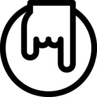 A black and white circle with a hand pointing vector