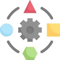 A flat icon of a gear, a triangle, and a square vector