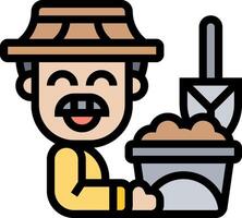 A man with a shovel and a bucket vector