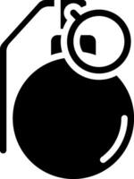 A black and white icon of a bomb vector