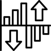 An arrow pointing up and down on a graph vector