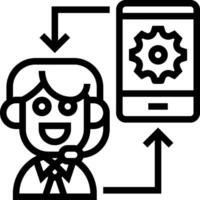 A woman is holding a phone and a phone is connected to a computer vector