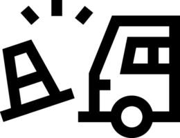 A black and white image of a truck and a traffic cone vector