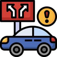Car and sign with arrow pointing to the right vector
