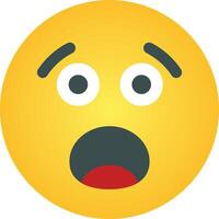 A yellow emoticion with a surprised face vector