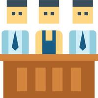 Three people sitting at a table with a man in the middle vector