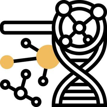An icon of a dna structure with a molecule vector