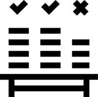 A black and white image of a table with check marks vector