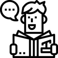 A man reading a book with a speech bubble above him vector