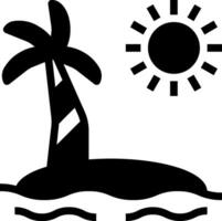 An island with a palm tree and sun in the background vector