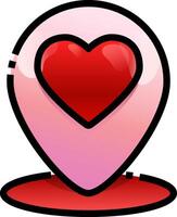A heart pin with a red heart on it vector