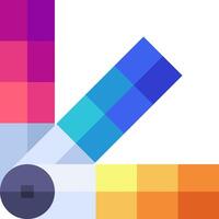 The logo for the app is colorful and has a blue and white square vector