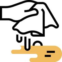 A hand is holding a towel and wiping it off vector