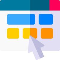 A colorful calendar icon with a mouse pointing to it vector
