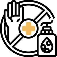 A black and white image of a hand holding a bottle and a hand with a hand sanitiz vector