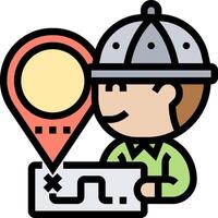 A man with a map and a pin on his head vector
