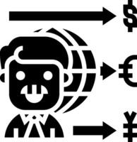 A man with a dollar sign and arrows pointing to it vector