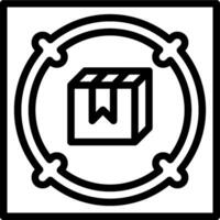 A black and white icon of a box with a white border vector